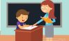 teacher helping student in study clipart